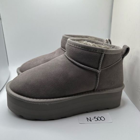 CUSHIONAIRE Women's Genuine Suede Cozy Mule Platform +Memory Foam 7 GRAY - Picture 3 of 7